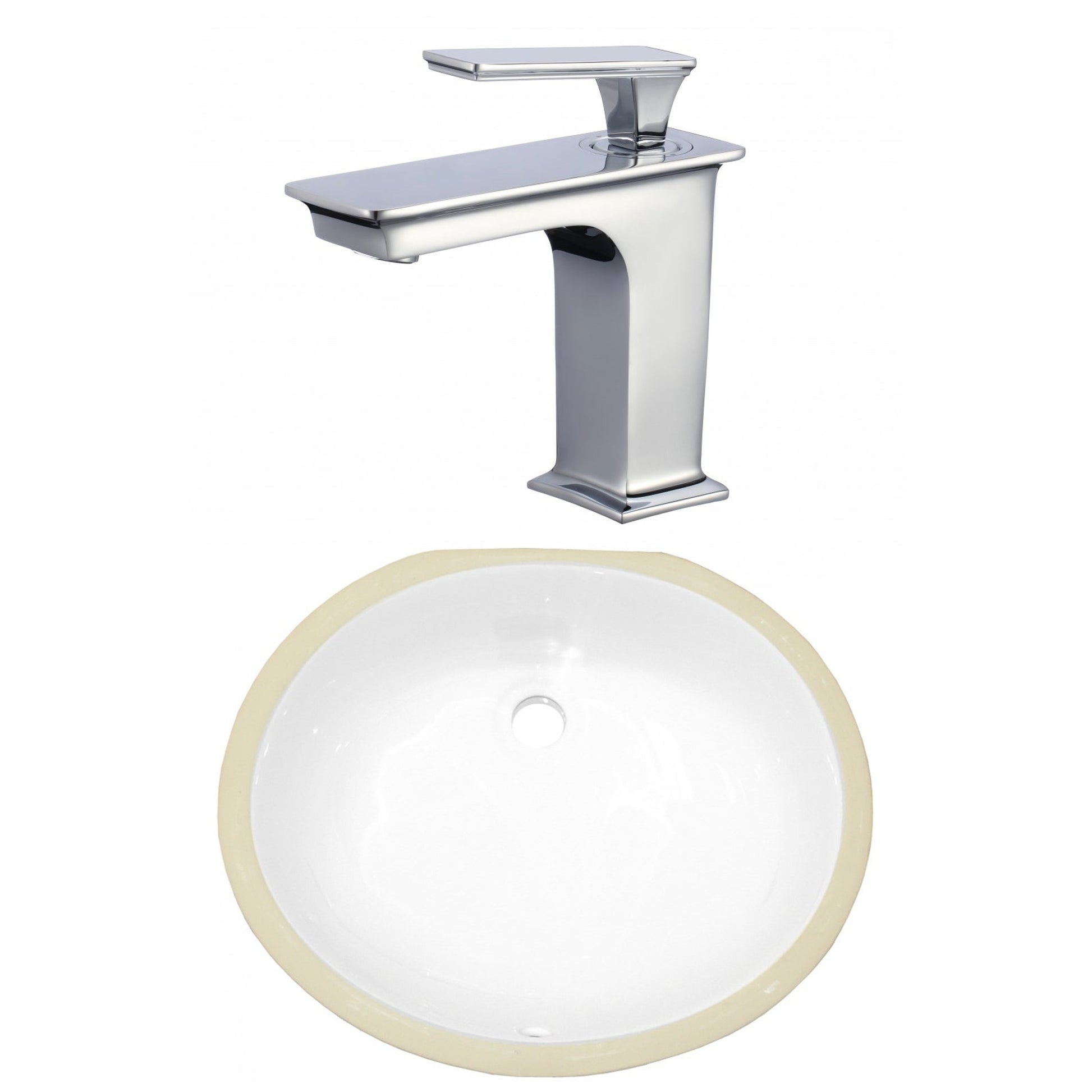 American Imaginations AI-23043 18" White Oval Ceramic Undermount Bathroom Sink Set