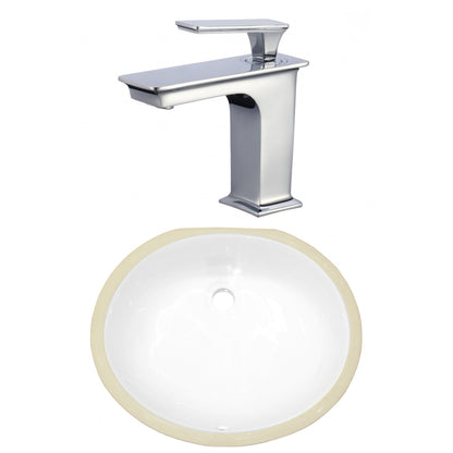 American Imaginations AI-23043 18" White Oval Ceramic Undermount Bathroom Sink Set