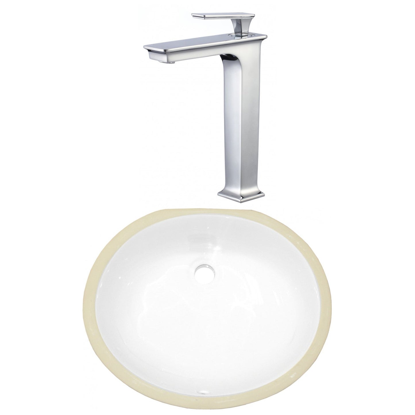 American Imaginations AI-23044 18" White Oval Ceramic Undermount Bathroom Sink Set