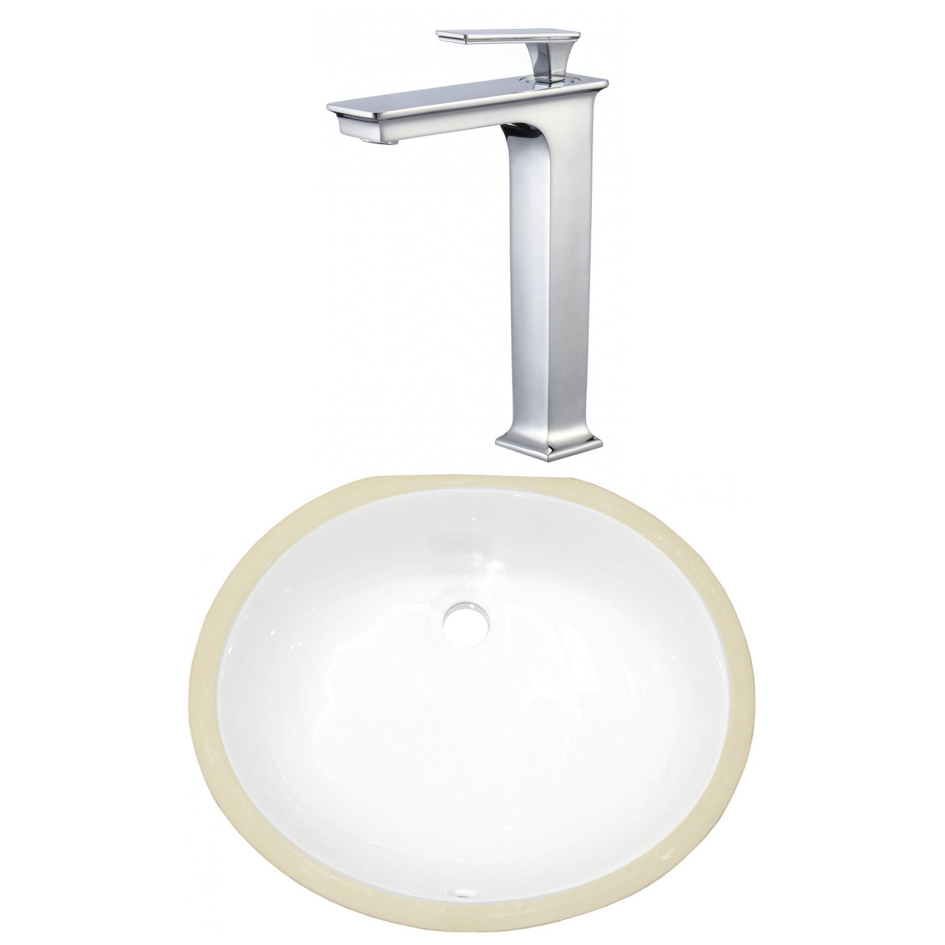American Imaginations AI-23044 18" White Oval Ceramic Undermount Bathroom Sink Set