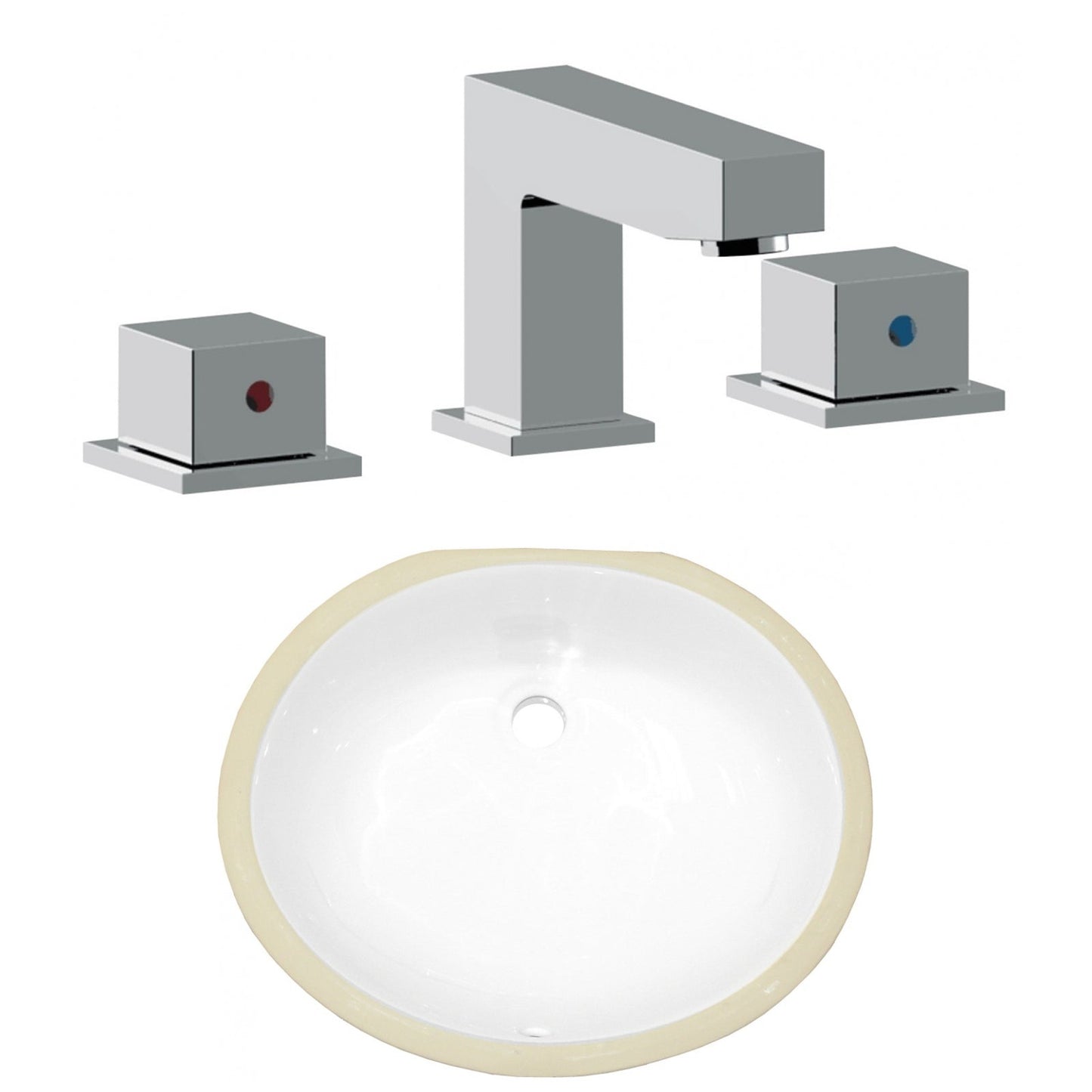 American Imaginations AI-23045 18" White Oval Ceramic Undermount Bathroom Sink Set