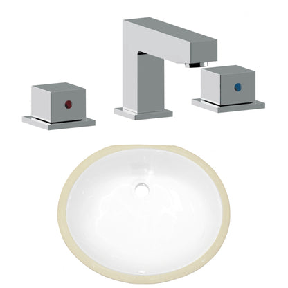 American Imaginations AI-23045 18" White Oval Ceramic Undermount Bathroom Sink Set