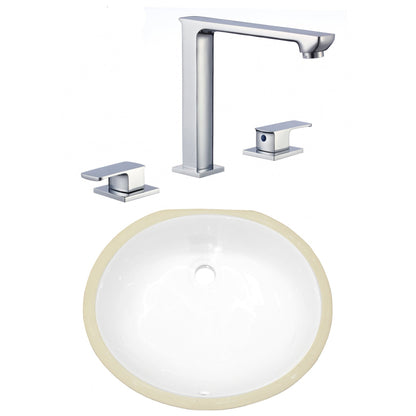 American Imaginations AI-23046 18" White Oval Ceramic Undermount Bathroom Sink Set