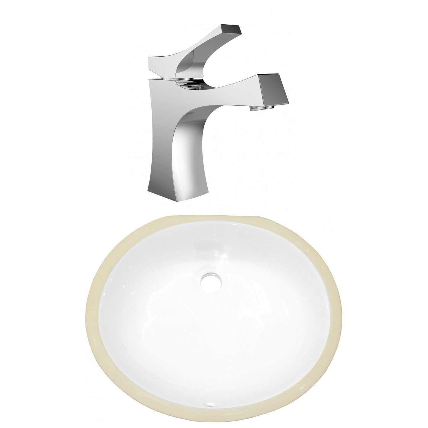 American Imaginations AI-23047 17" White Oval Ceramic Undermount Bathroom Sink Set