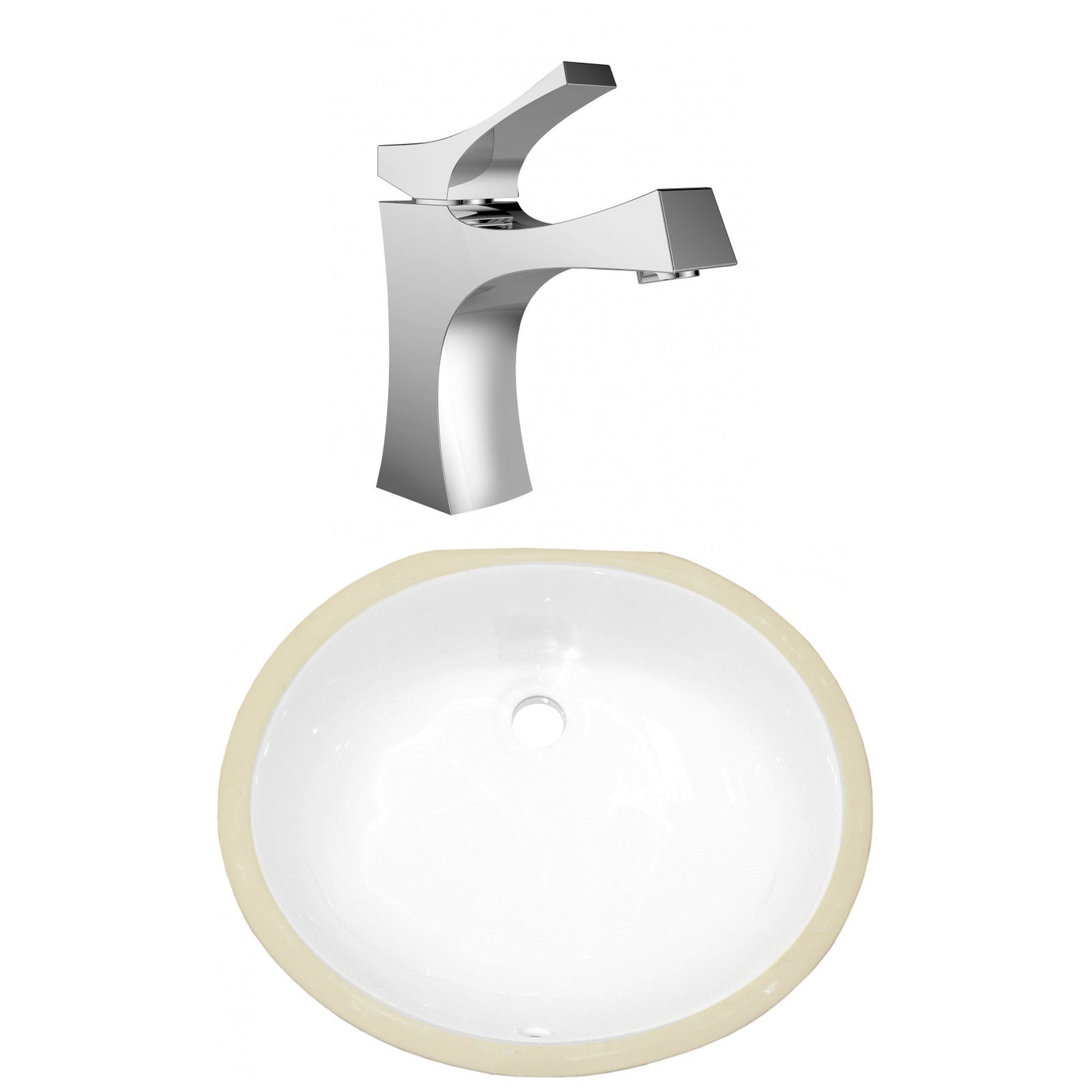 American Imaginations AI-23047 17" White Oval Ceramic Undermount Bathroom Sink Set