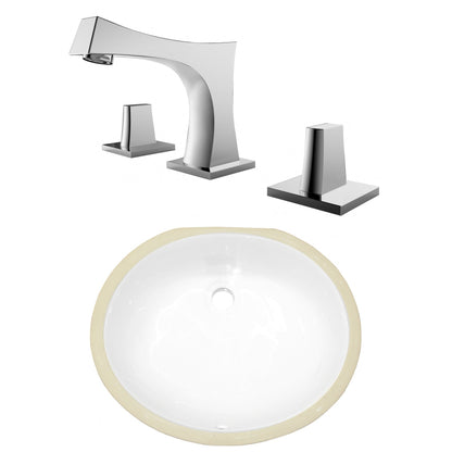 American Imaginations AI-23048 17" White Oval Ceramic Undermount Bathroom Sink Set
