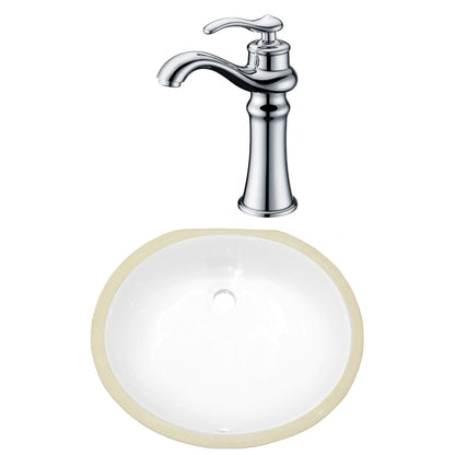 American Imaginations AI-23050 17" White Oval Ceramic Undermount Bathroom Sink Set