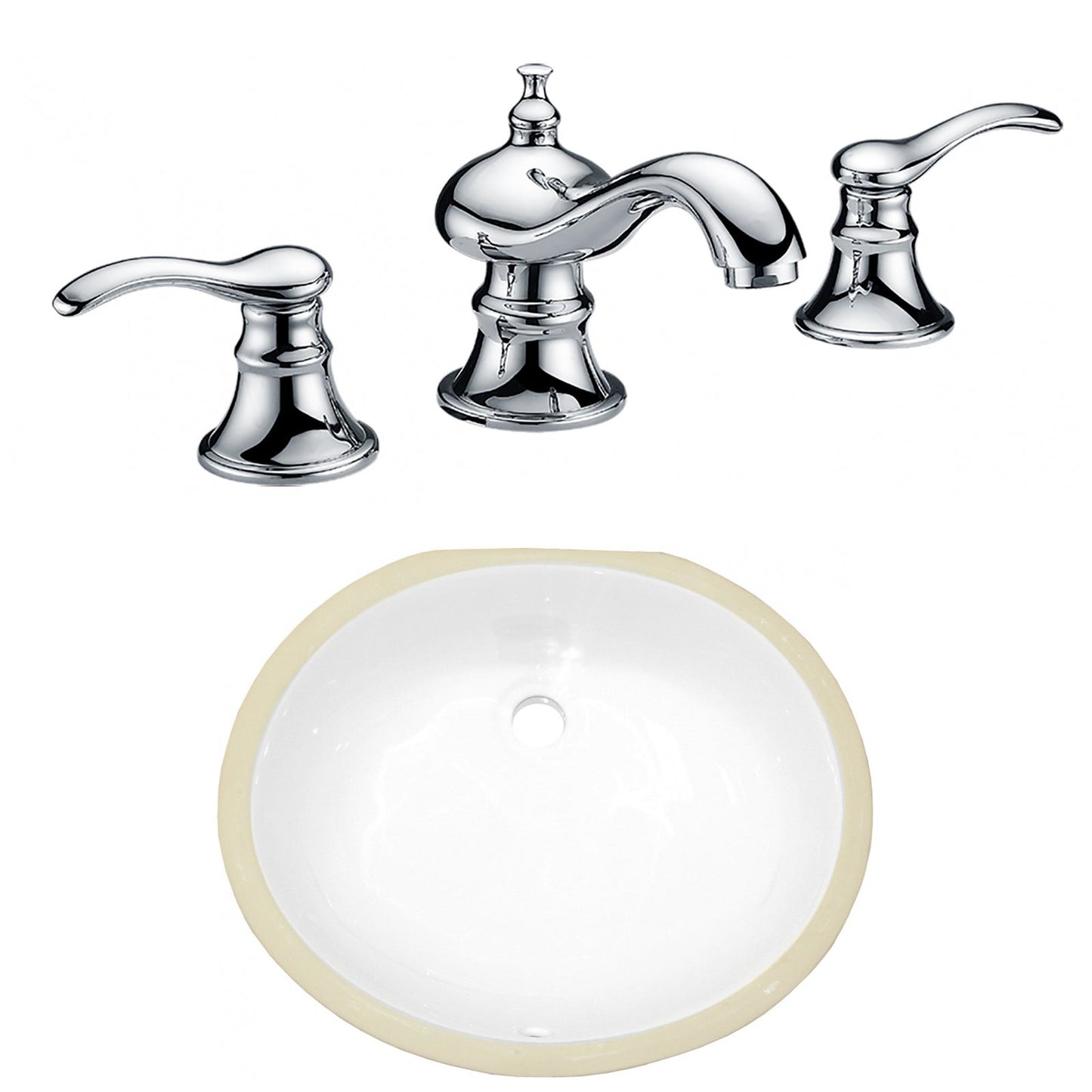 American Imaginations AI-23051 17" White Oval Ceramic Undermount Bathroom Sink Set