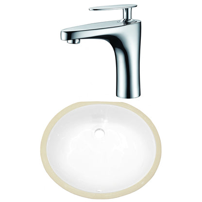 American Imaginations AI-23052 17" White Oval Ceramic Undermount Bathroom Sink Set