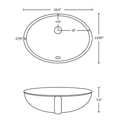 American Imaginations AI-23061 17" White Oval Ceramic Undermount Bathroom Sink Set