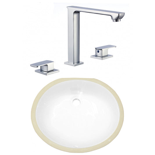 American Imaginations AI-23068 17" White Oval Ceramic Undermount Bathroom Sink Set