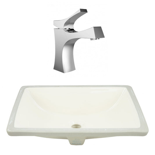 American Imaginations AI-23069 21" Biscuit Rectangular Ceramic Undermount Bathroom Sink Set