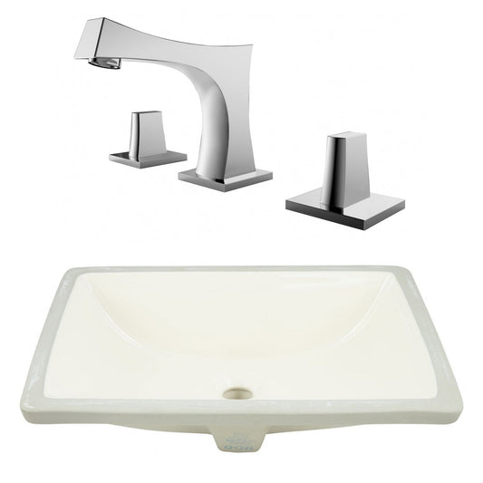 American Imaginations AI-23070 21" Biscuit Rectangular Ceramic Undermount Bathroom Sink Set