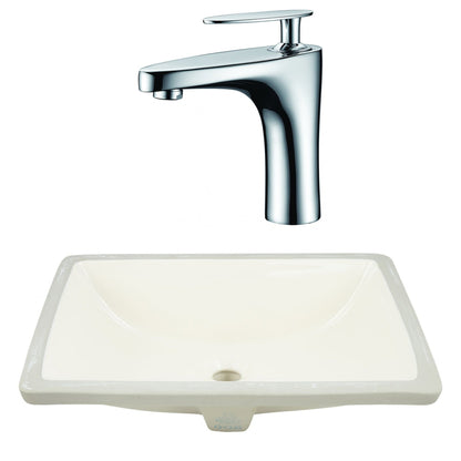 American Imaginations AI-23074 21" Biscuit Rectangular Ceramic Undermount Bathroom Sink Set