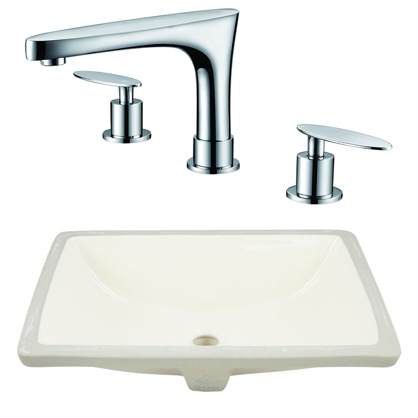 American Imaginations AI-23075 21" Biscuit Rectangular Ceramic Undermount Bathroom Sink Set