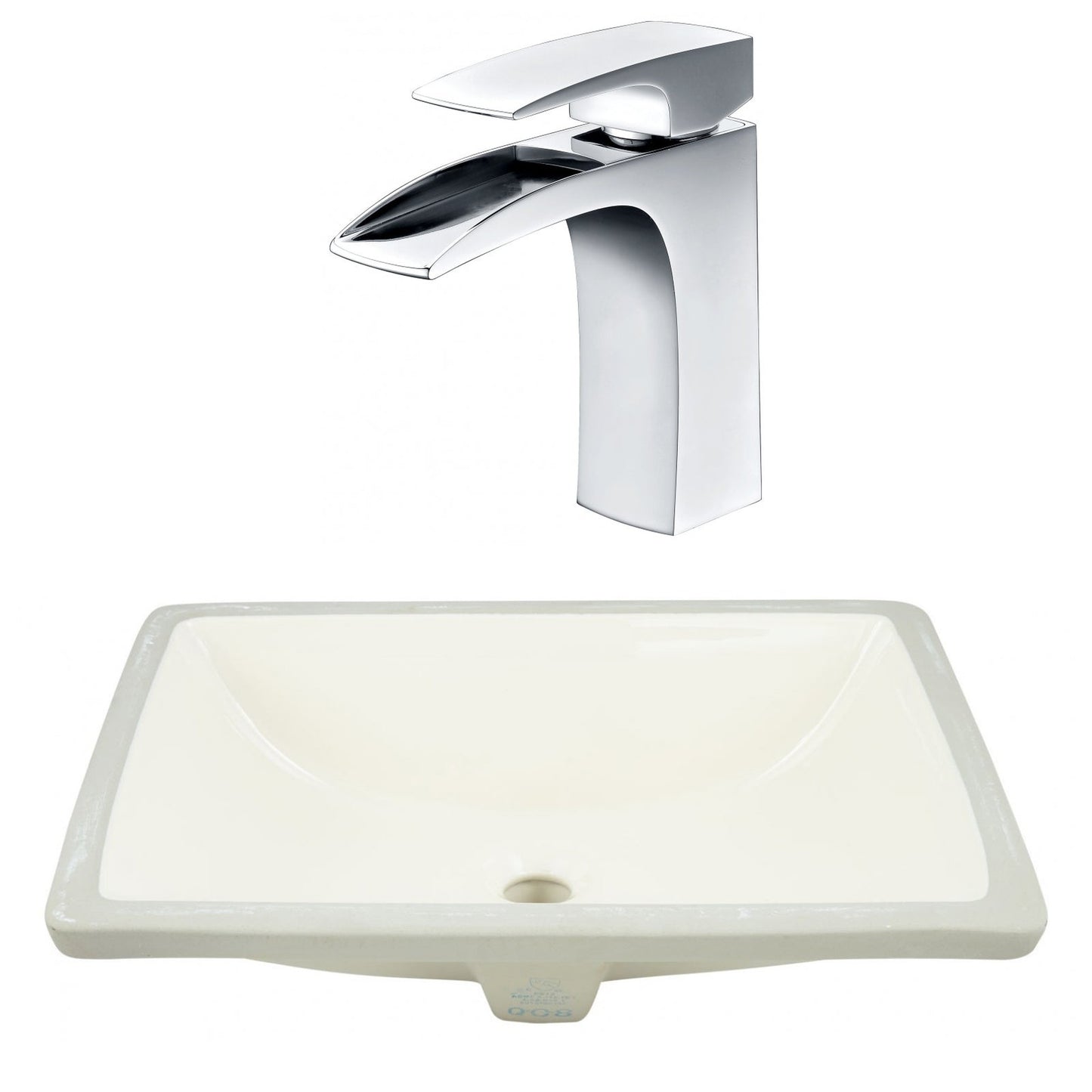 American Imaginations AI-23077 21" Biscuit Rectangular Ceramic Undermount Bathroom Sink Set