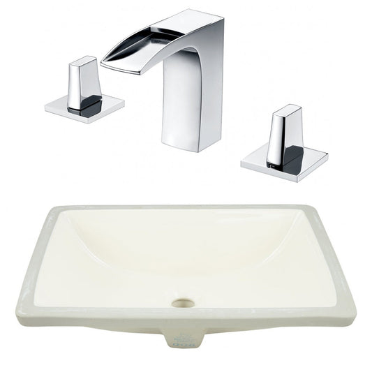 American Imaginations AI-23078 21" Biscuit Rectangular Ceramic Undermount Bathroom Sink Set