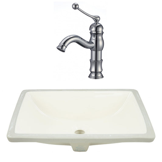 American Imaginations AI-23081 21" Biscuit Rectangular Ceramic Undermount Bathroom Sink Set