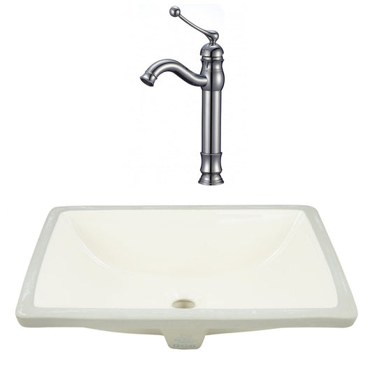 American Imaginations AI-23082 21" Biscuit Rectangular Ceramic Undermount Bathroom Sink Set