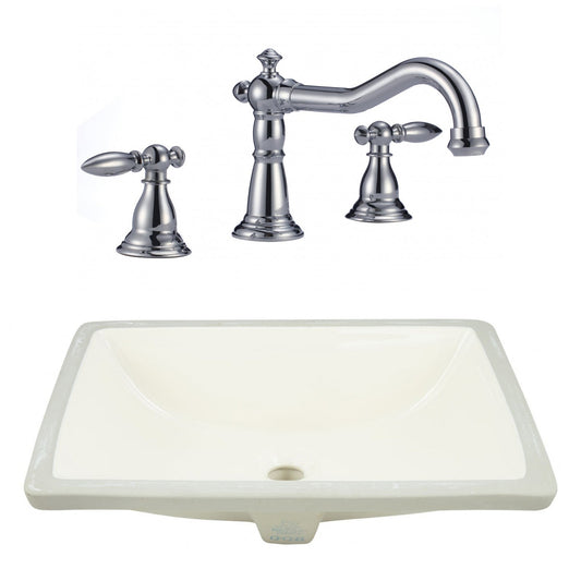 American Imaginations AI-23083 21" Biscuit Rectangular Ceramic Undermount Bathroom Sink Set