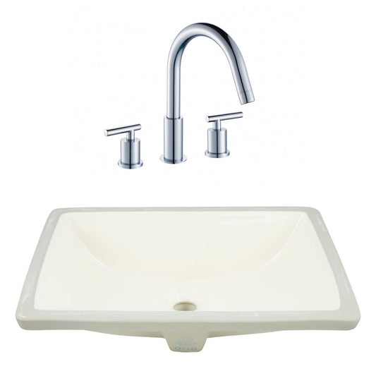 American Imaginations AI-23084 21" Biscuit Rectangular Ceramic Undermount Bathroom Sink Set