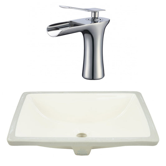 American Imaginations AI-23085 21" Biscuit Rectangular Ceramic Undermount Bathroom Sink Set