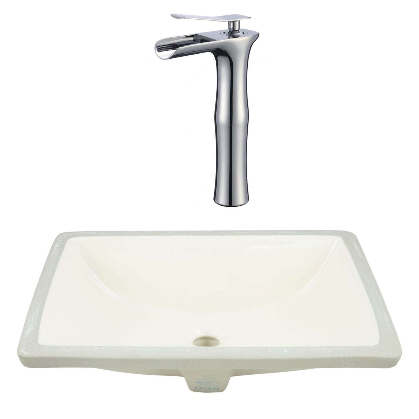 American Imaginations AI-23086 21" Biscuit Rectangular Ceramic Undermount Bathroom Sink Set