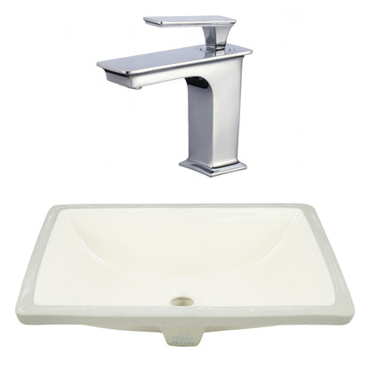 American Imaginations AI-23087 21" Biscuit Rectangular Ceramic Undermount Bathroom Sink Set