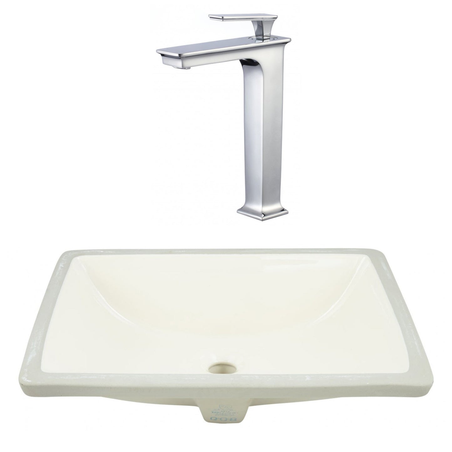 American Imaginations AI-23088 21" Biscuit Rectangular Ceramic Undermount Bathroom Sink Set