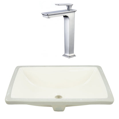 American Imaginations AI-23088 21" Biscuit Rectangular Ceramic Undermount Bathroom Sink Set