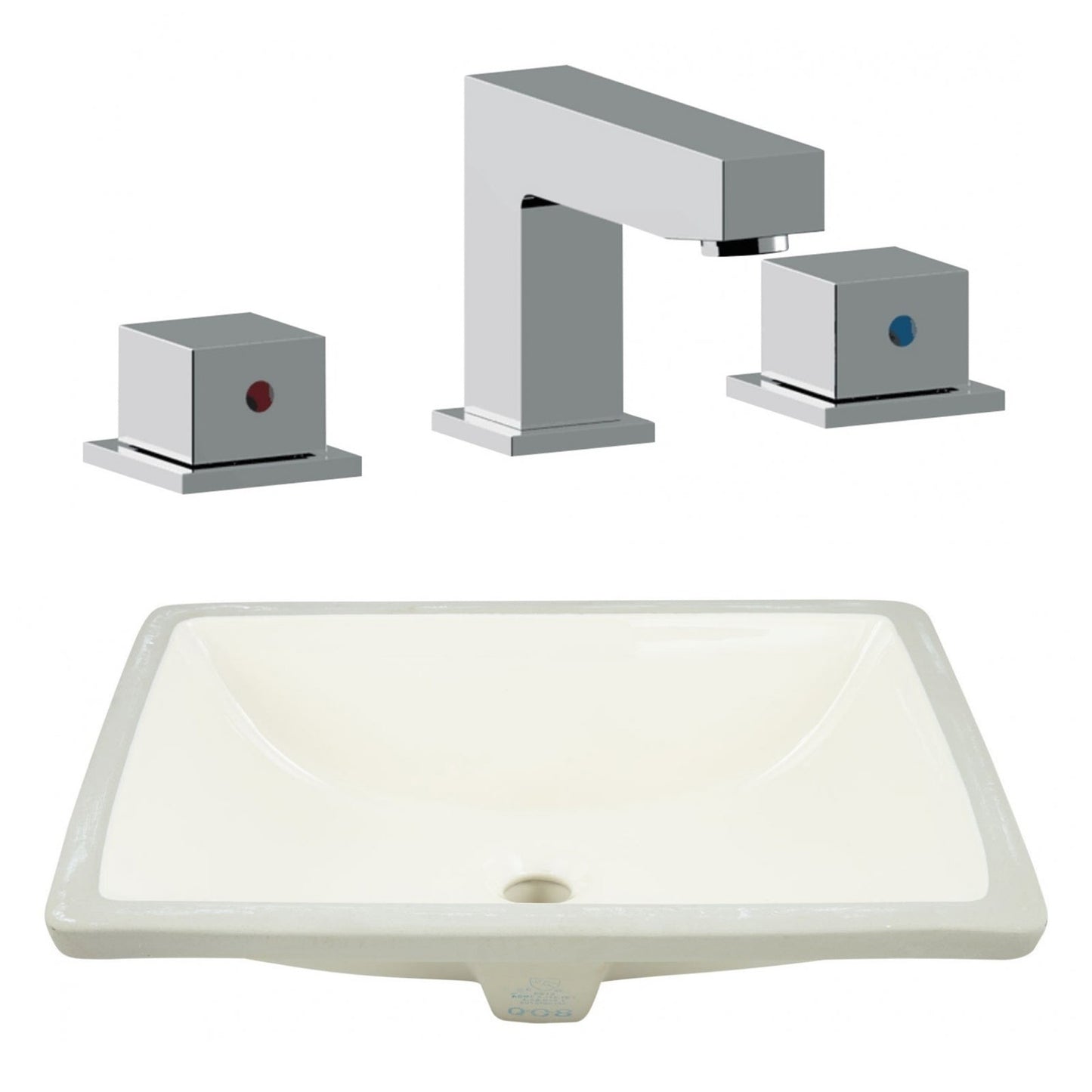 American Imaginations AI-23089 21" Biscuit Rectangular Ceramic Undermount Bathroom Sink Set