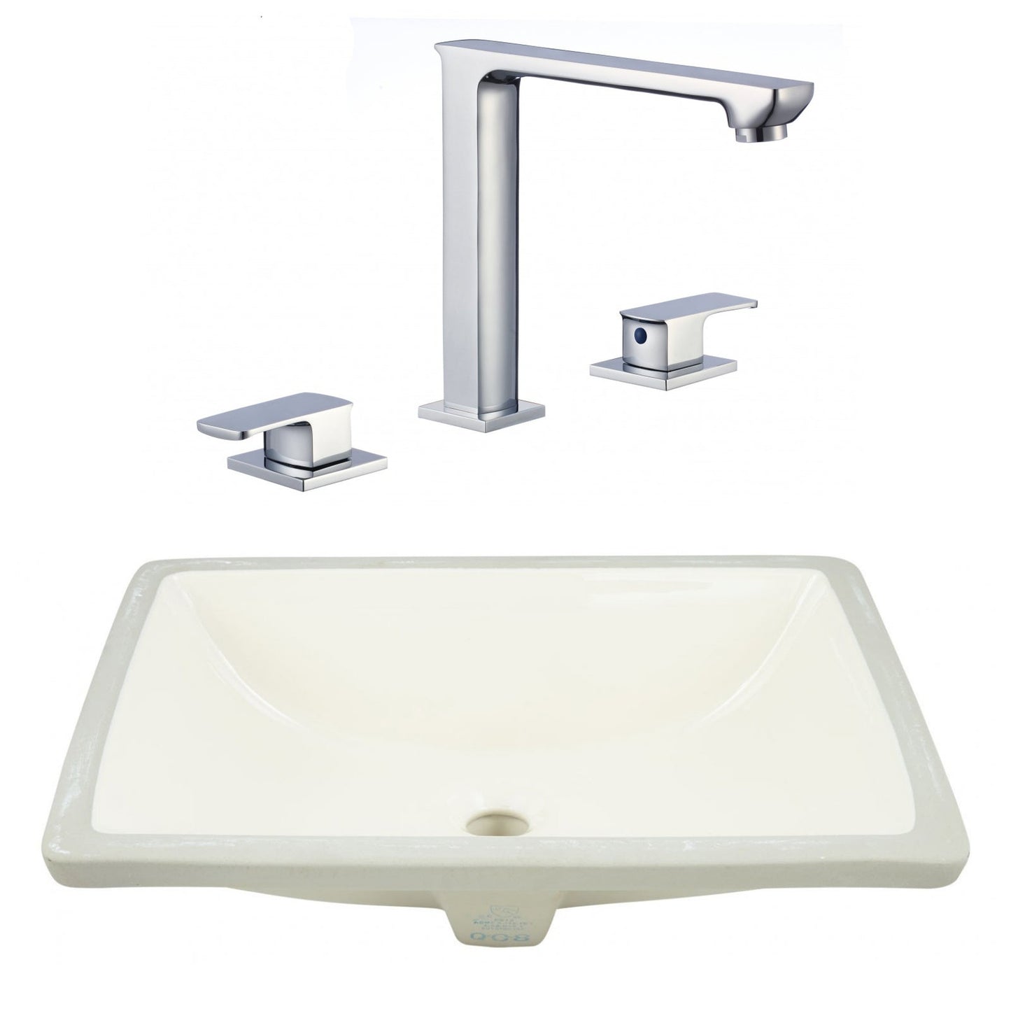 American Imaginations AI-23090 21" Biscuit Rectangular Ceramic Undermount Bathroom Sink Set