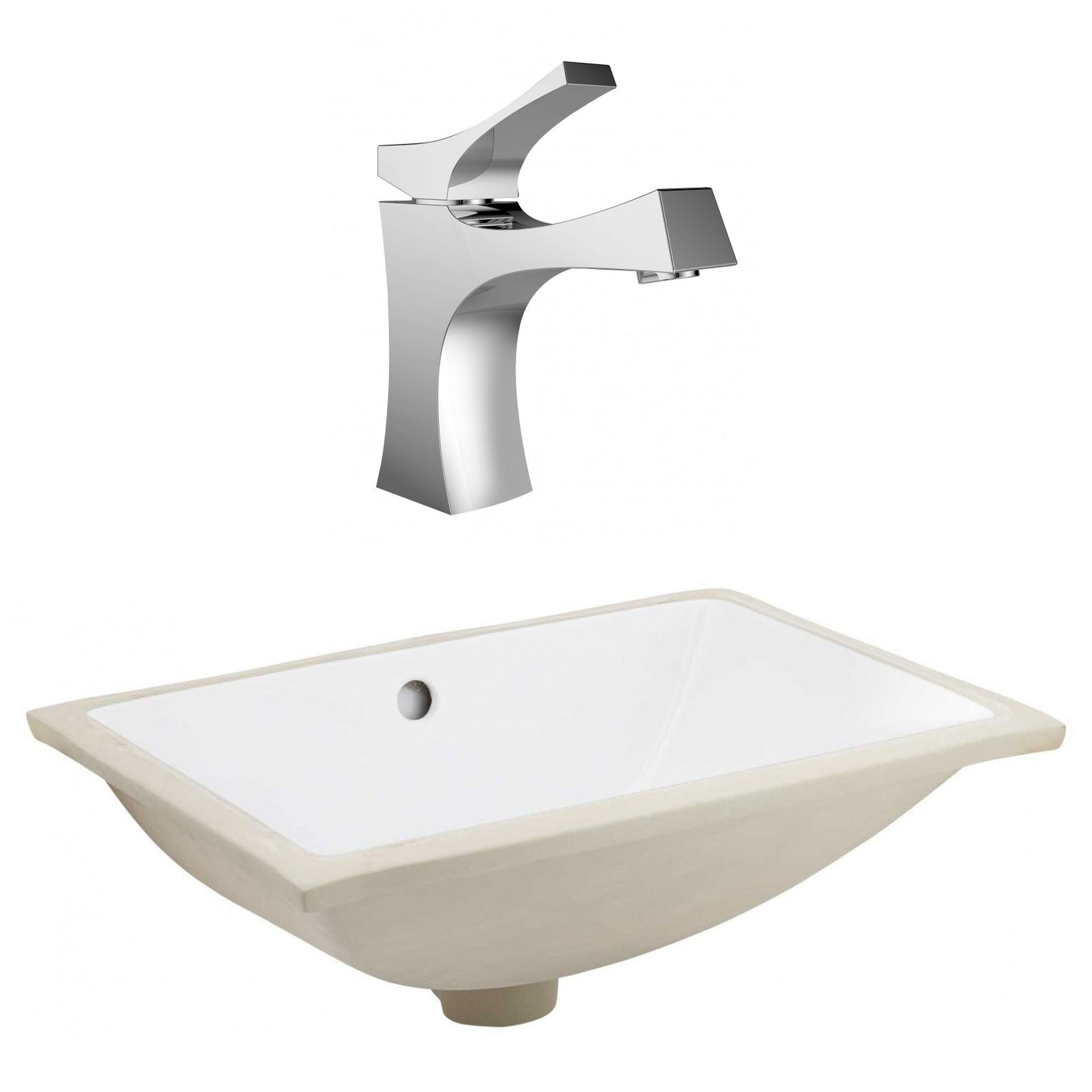 American Imaginations AI-23091 21" White Rectangular Ceramic Undermount Bathroom Sink Set