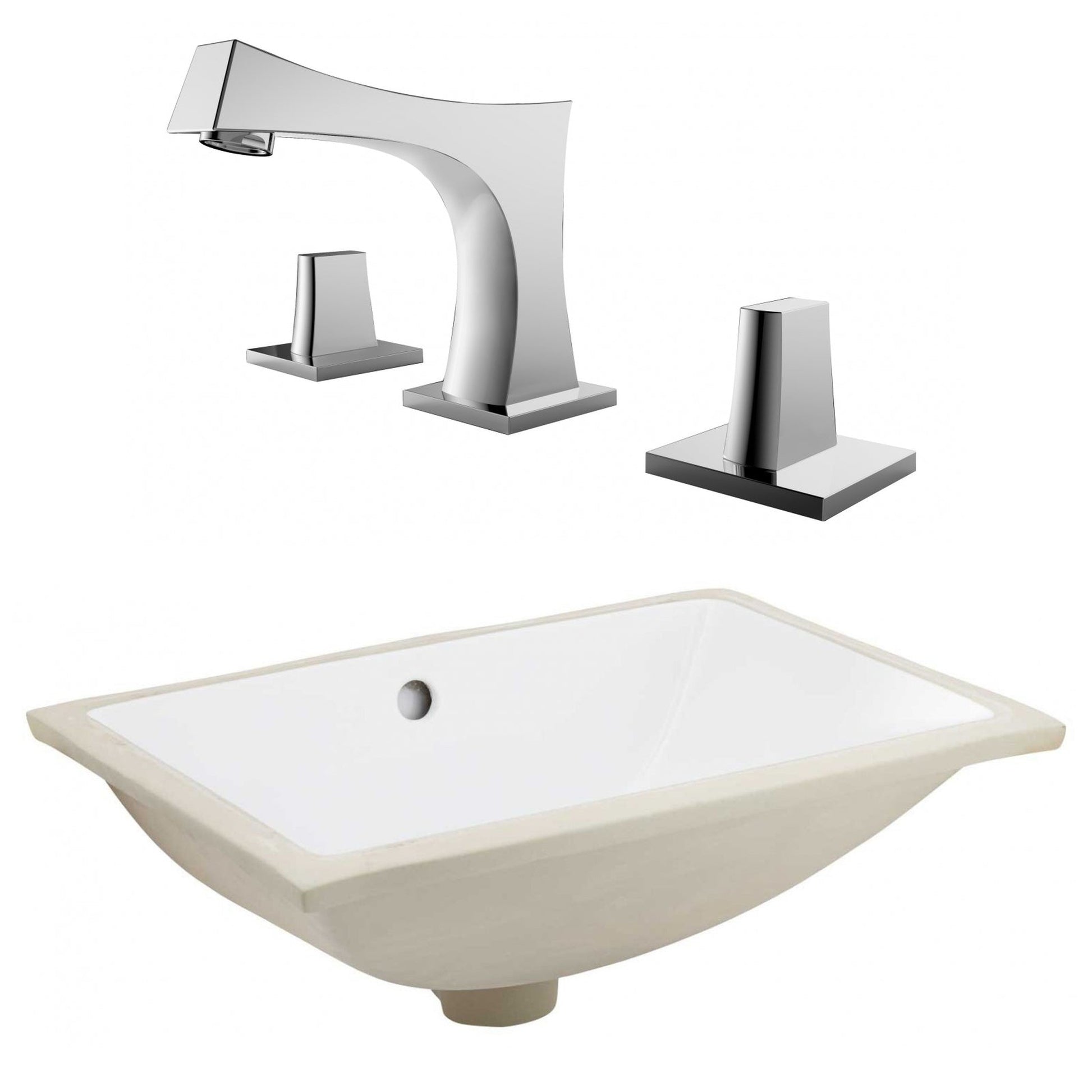 American Imaginations AI-23092 21" White Rectangular Ceramic Undermount Bathroom Sink Set