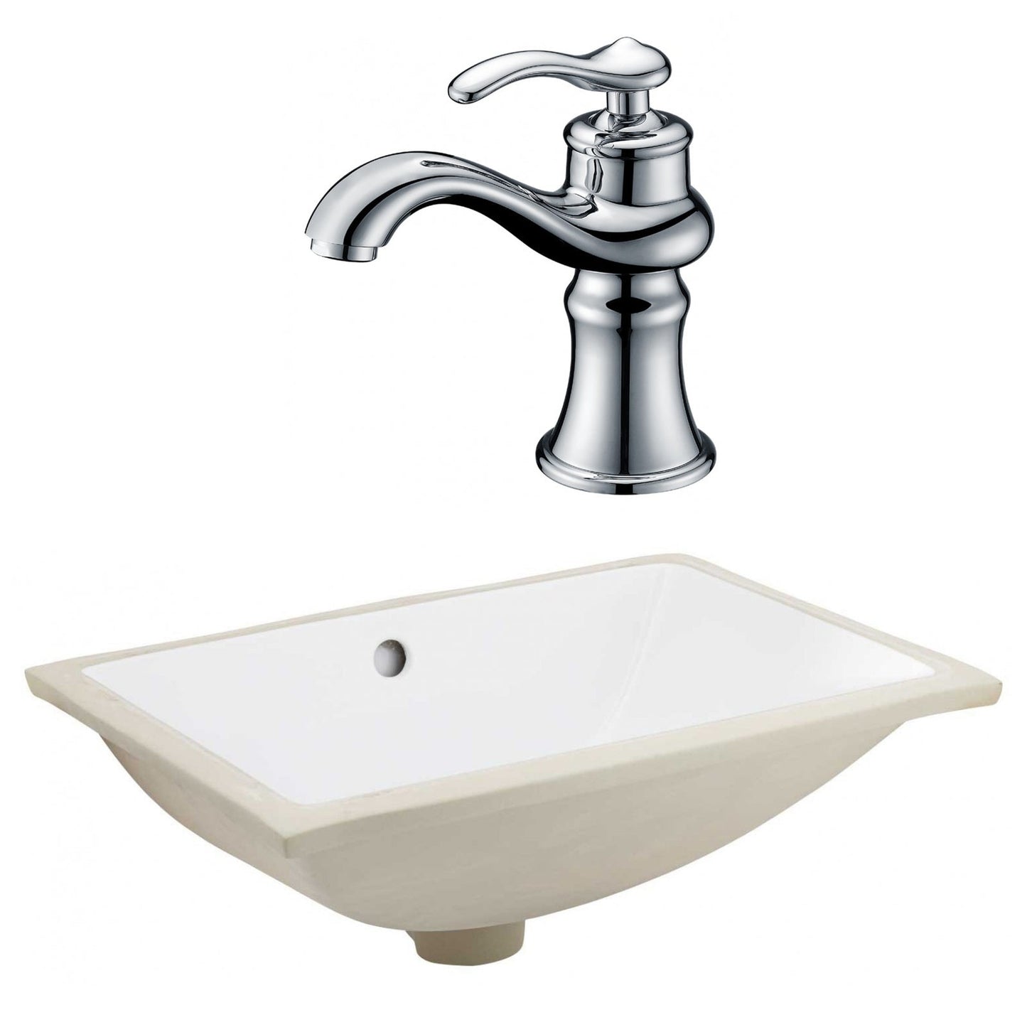 American Imaginations AI-23093 21" White Rectangular Ceramic Undermount Bathroom Sink Set