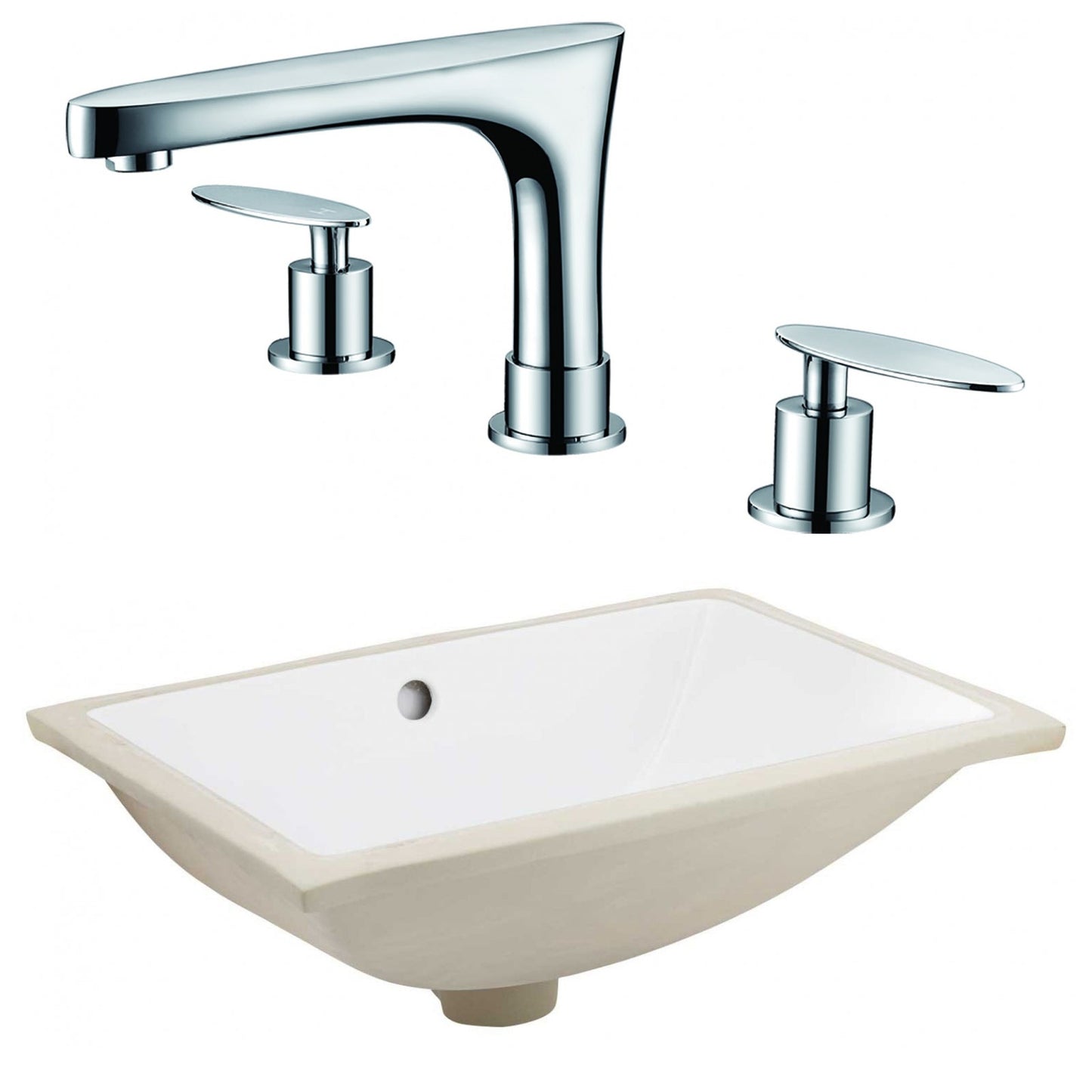 American Imaginations AI-23097 21" White Rectangular Ceramic Undermount Bathroom Sink Set