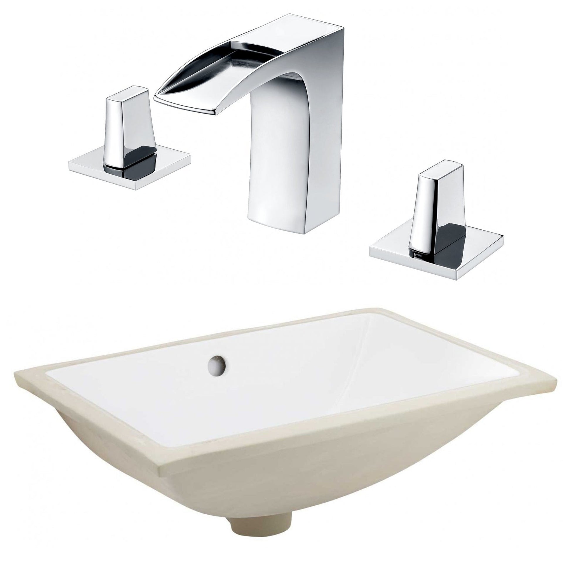 American Imaginations AI-23100 21" White Rectangular Ceramic Undermount Bathroom Sink Set