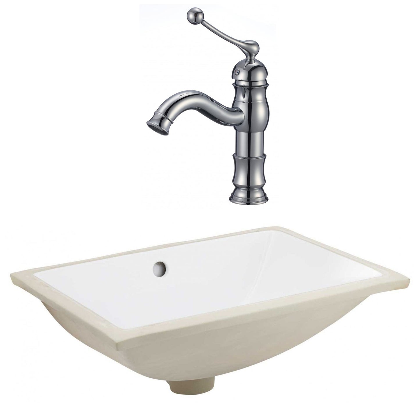 American Imaginations AI-23103 21" White Rectangular Ceramic Undermount Bathroom Sink Set