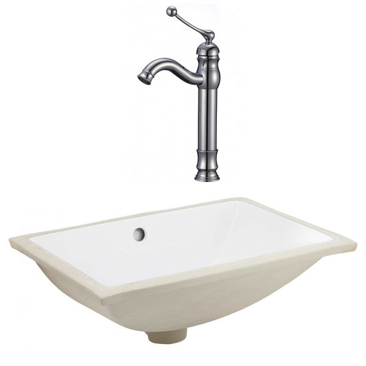 American Imaginations AI-23104 21" White Rectangular Ceramic Undermount Bathroom Sink Set