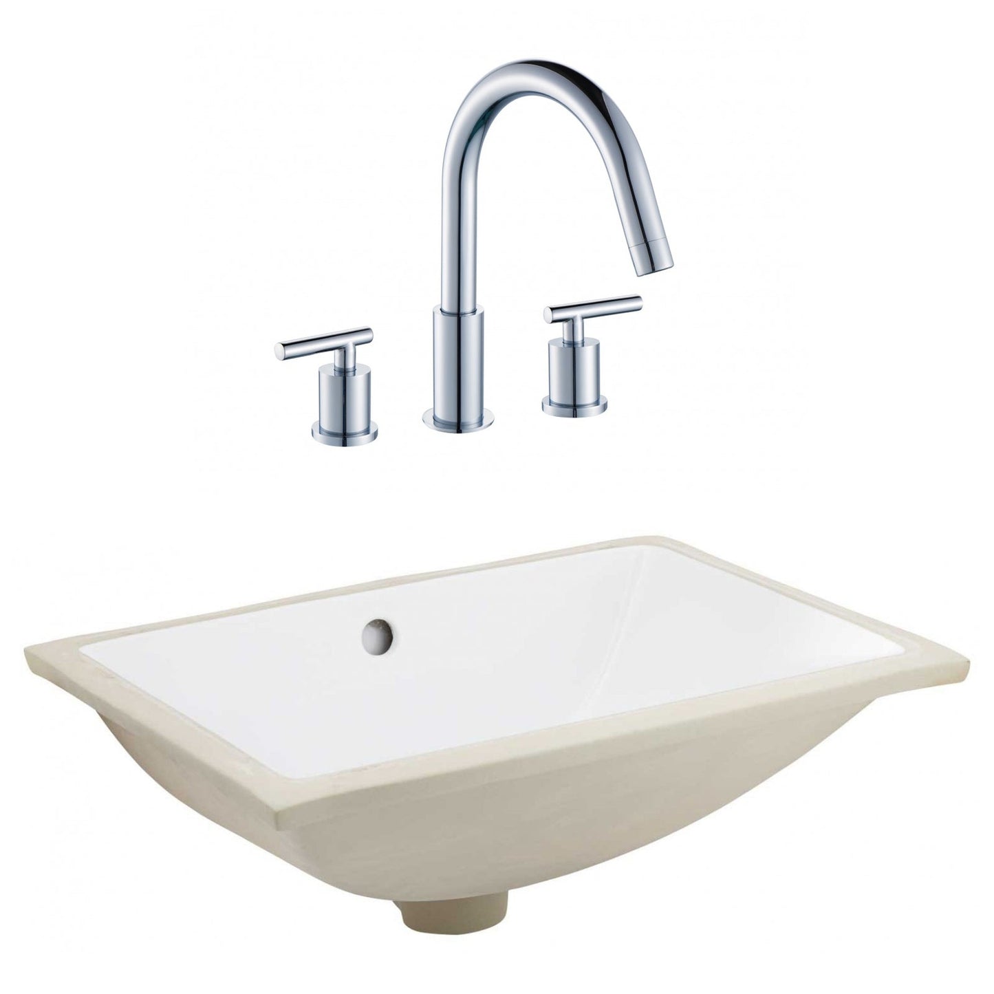 American Imaginations AI-23106 21" White Rectangular Ceramic Undermount Bathroom Sink Set