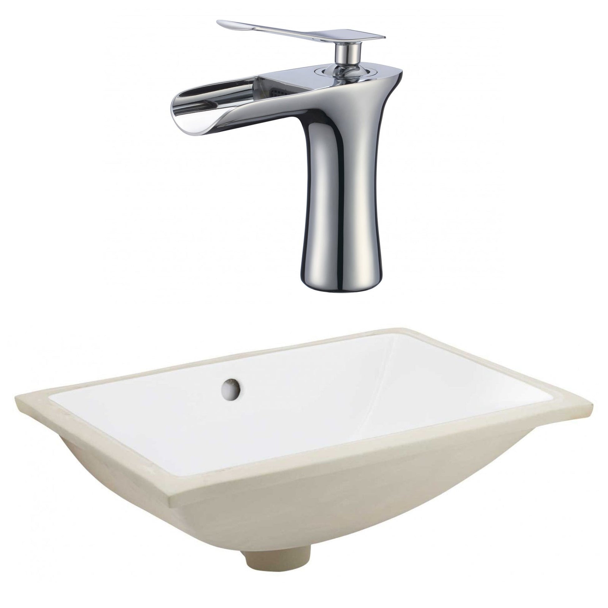 American Imaginations AI-23107 21" White Rectangular Ceramic Undermount Bathroom Sink Set