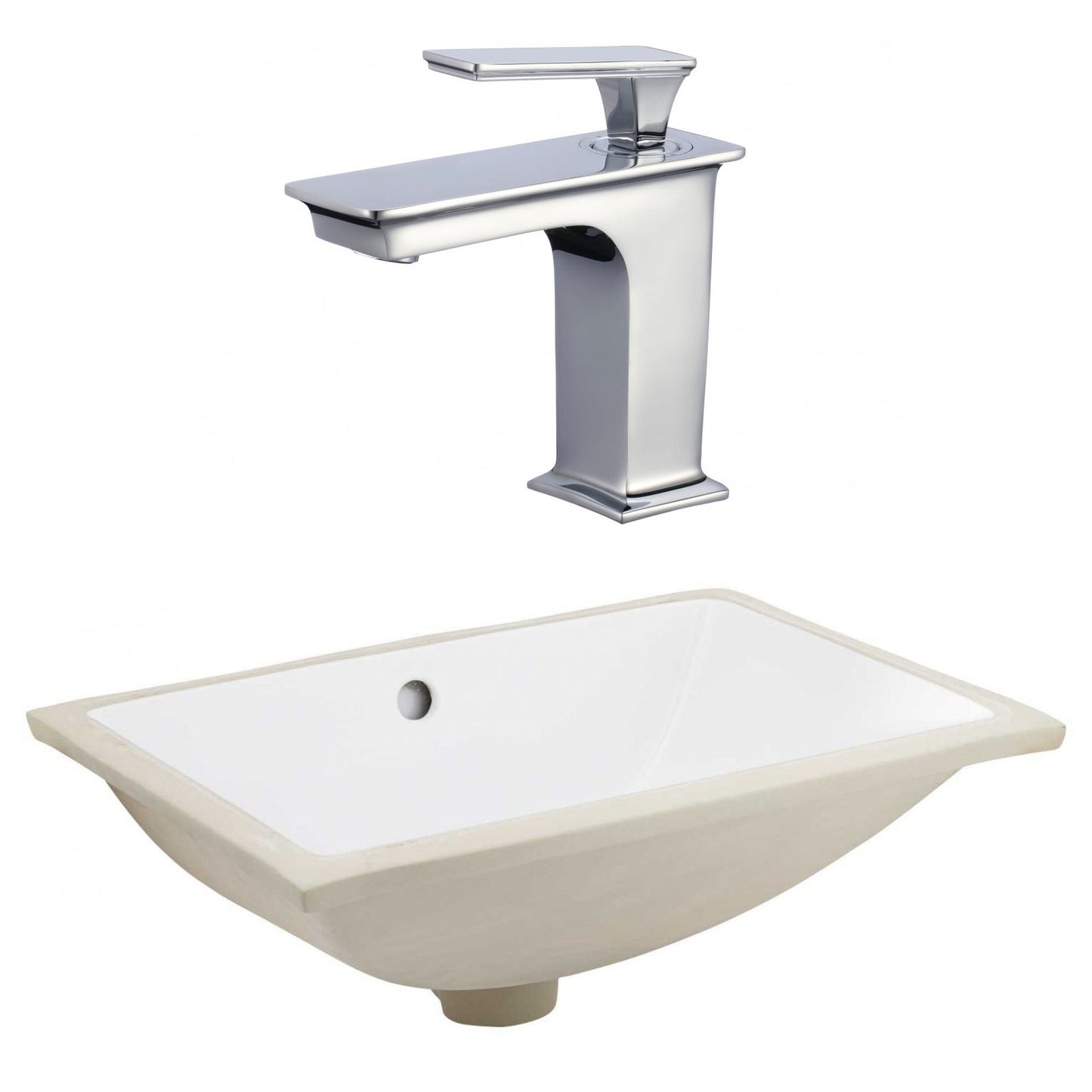 American Imaginations AI-23109 21" White Rectangular Ceramic Undermount Bathroom Sink Set