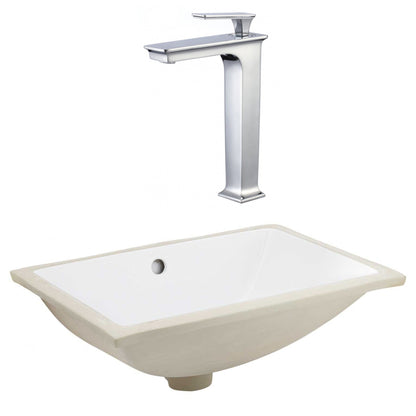 American Imaginations AI-23110 21" White Rectangular Ceramic Undermount Bathroom Sink Set