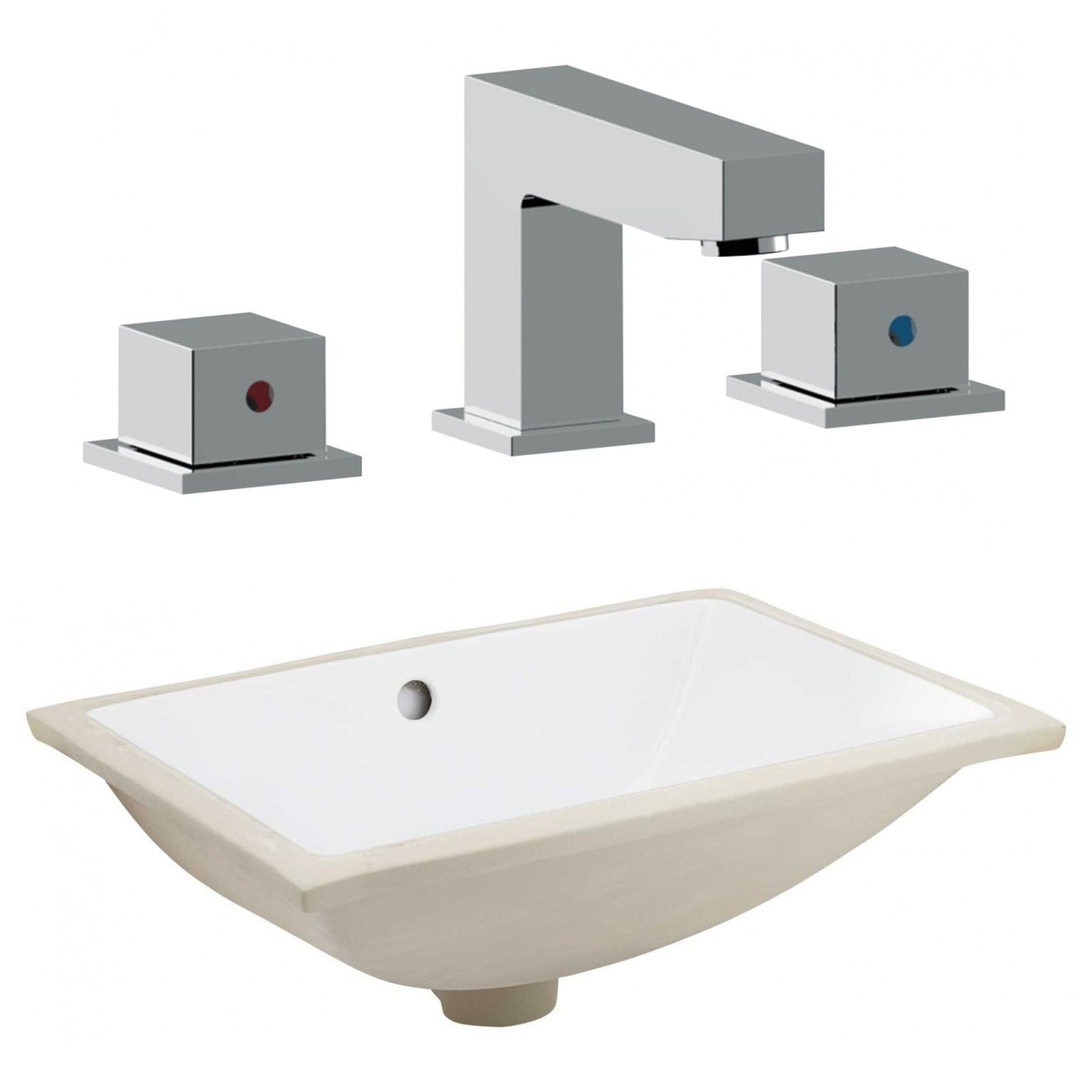 American Imaginations AI-23111 21" White Rectangular Ceramic Undermount Bathroom Sink Set