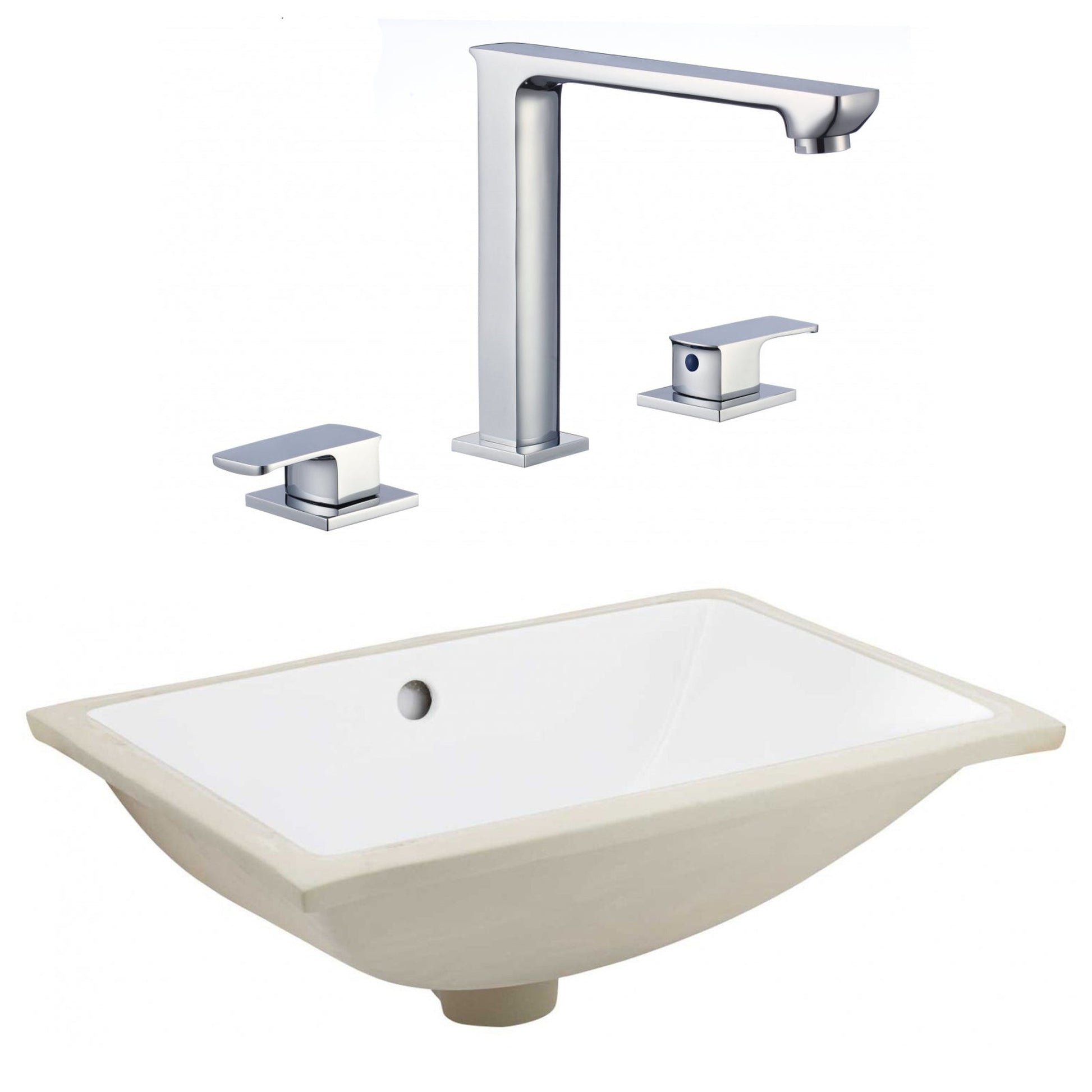 American Imaginations AI-23112 21" White Rectangular Ceramic Undermount Bathroom Sink Set