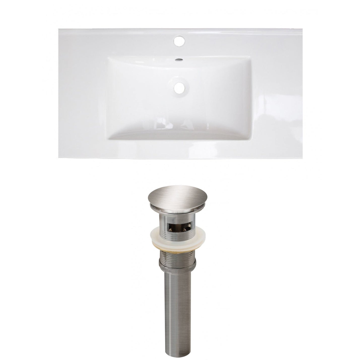 American Imaginations AI-23494 32" White Rectangular Drop In Modern Ceramic Top Set