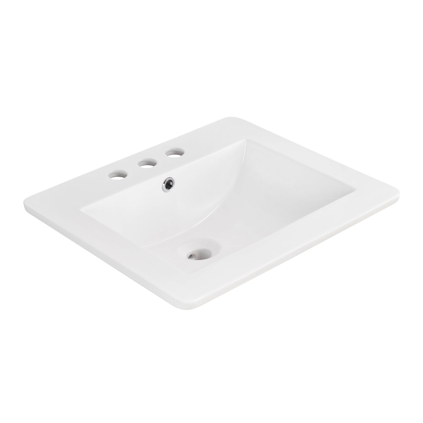American Imaginations AI-23892 21" White Rectangular Drop In Transitional Ceramic Top Set