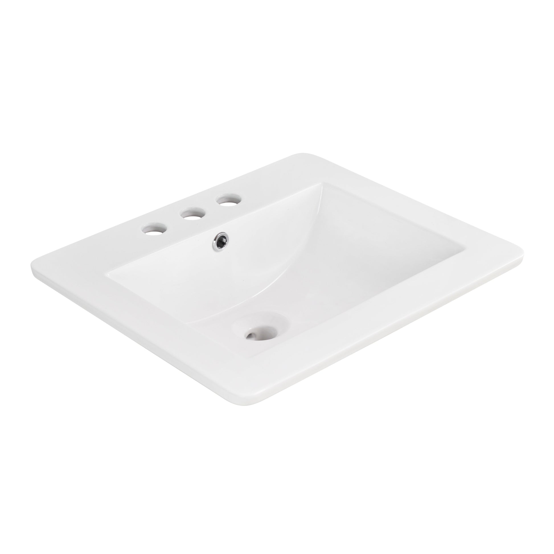American Imaginations AI-23892 21" White Rectangular Drop In Transitional Ceramic Top Set