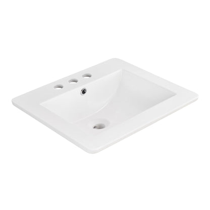 American Imaginations AI-23892 21" White Rectangular Drop In Transitional Ceramic Top Set