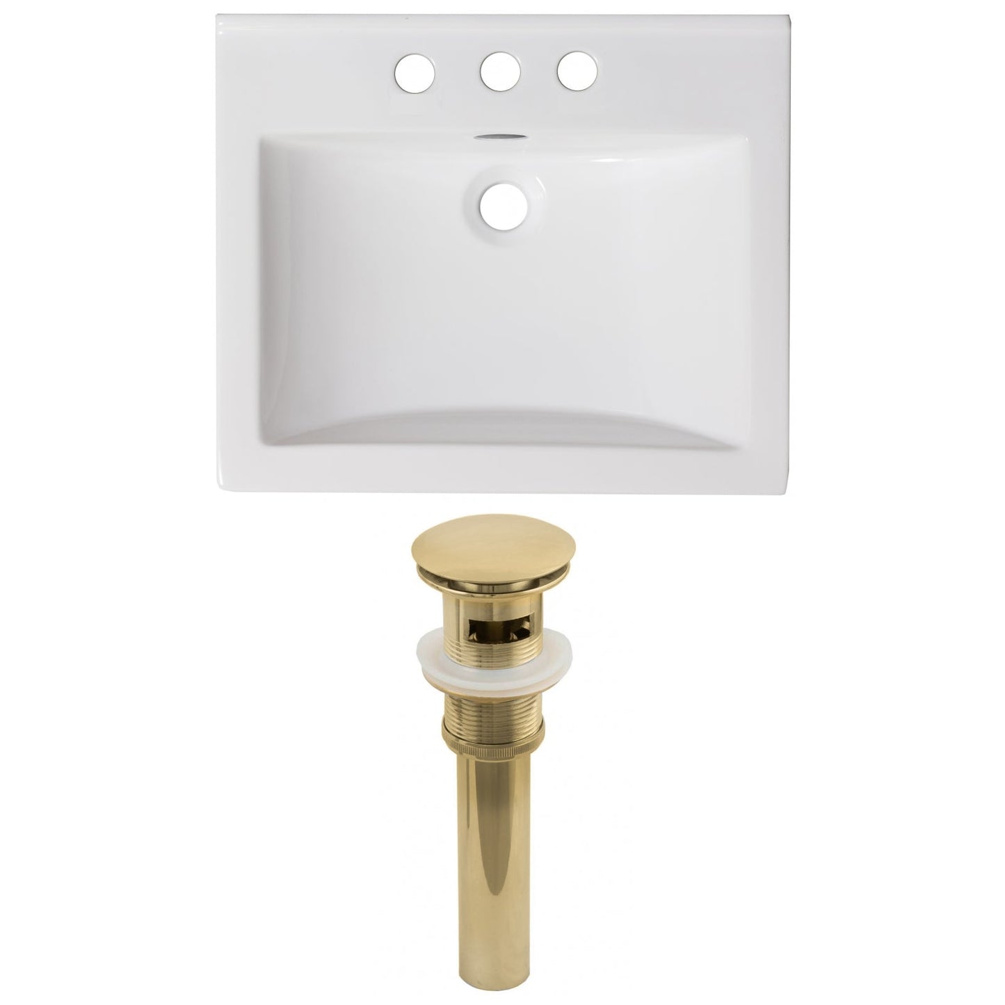 American Imaginations AI-23892 21" White Rectangular Drop In Transitional Ceramic Top Set